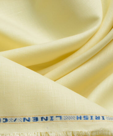 Arvind Men's Irish Linen Cotton Solids 2.25 Meter Unstitched Shirting Fabric (Banana Yellow)