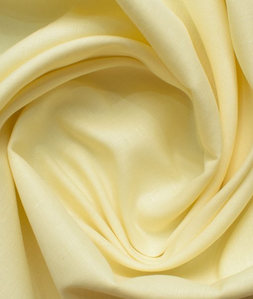 Arvind Men's Irish Linen Cotton Solids 2.25 Meter Unstitched Shirting Fabric (Banana Yellow)