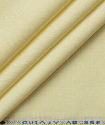 Arvind Men's Irish Linen Cotton Solids 2.25 Meter Unstitched Shirting Fabric (Banana Yellow)