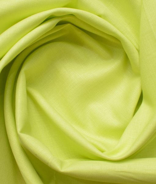 Arvind Men's Irish Linen Cotton Solids 2.25 Meter Unstitched Shirting Fabric (Lemon Yellow)