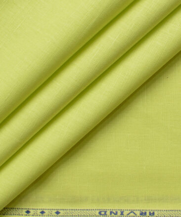 Arvind Men's Irish Linen Cotton Solids 2.25 Meter Unstitched Shirting Fabric (Lemon Yellow)