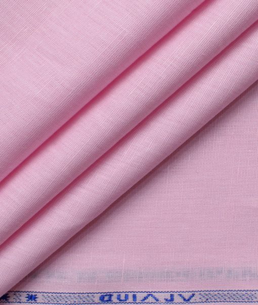 Arvind Men's Irish Linen Cotton Solids 2.25 Meter Unstitched Shirting Fabric (Pink)