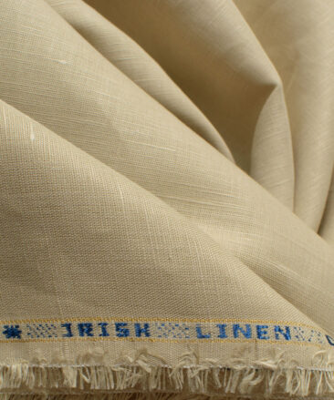 Arvind Men's Irish Linen Cotton Solids 2.25 Meter Unstitched Shirting Fabric (Tan Beige)