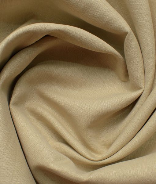 Arvind Men's Irish Linen Cotton Solids 2.25 Meter Unstitched Shirting Fabric (Tan Beige)