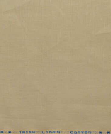 Arvind Men's Irish Linen Cotton Solids 2.25 Meter Unstitched Shirting Fabric (Tan Beige)