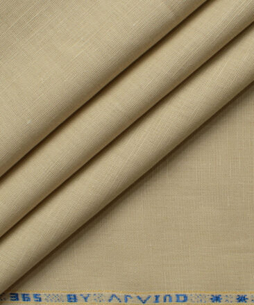 Arvind Men's Irish Linen Cotton Solids 2.25 Meter Unstitched Shirting Fabric (Tan Beige)