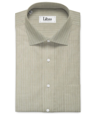 Arvind Men's 80 LEA Irish Linen Striped 2.25 Meter Unstitched Shirting Fabric (Beige & Brown)