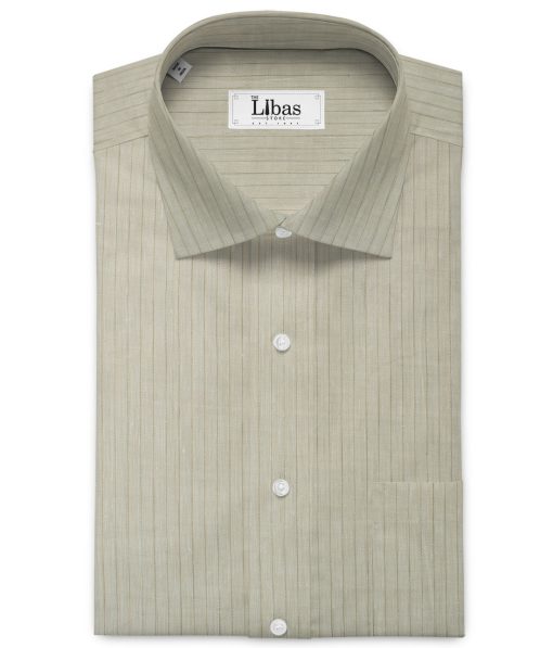 Arvind Men's 80 LEA Irish Linen Striped 2.25 Meter Unstitched Shirting Fabric (Beige & Brown)