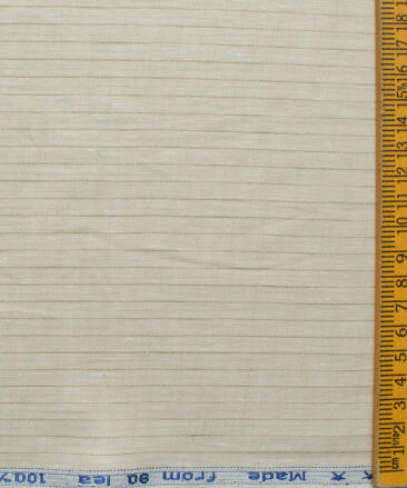 Arvind Men's 80 LEA Irish Linen Striped 2.25 Meter Unstitched Shirting Fabric (Beige & Brown)