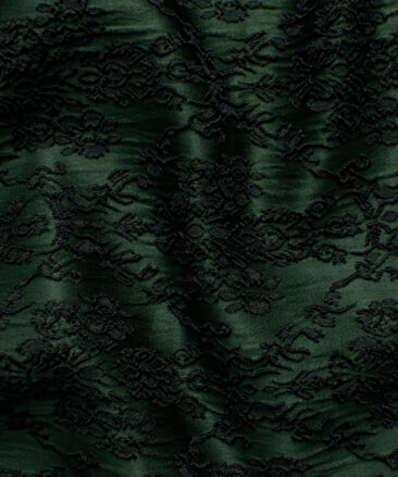 B-Posh Men's Terry Rayon Self Design 2.25 Meter Unstitched Ethnic Fabric (Green & Black)