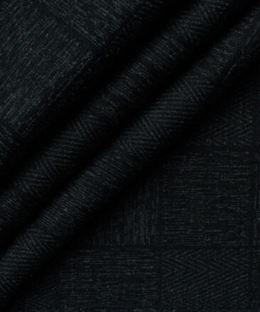 B-Posh Men's Terry Rayon Self Design 2.25 Meter Unstitched Jacketing & Blazer Fabric (Black)