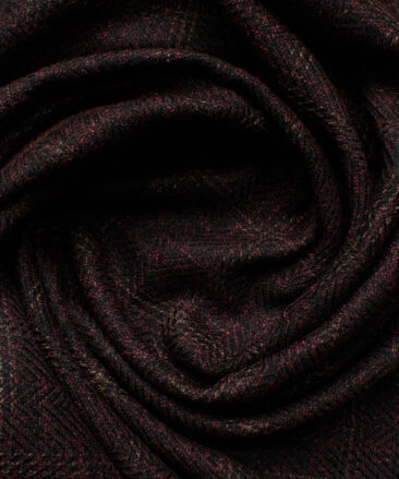 B-Posh Men's Terry Rayon Checks 2.25 Meter Unstitched Jacketing & Blazer Fabric (Dark Wine)