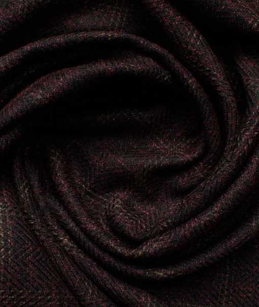 B-Posh Men's Terry Rayon Checks 2.25 Meter Unstitched Jacketing & Blazer Fabric (Dark Wine)