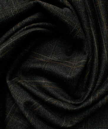 B-Posh Men's Terry Rayon Checks 2.25 Meter Unstitched Jacketing & Blazer Fabric (Dark Worsted Grey)