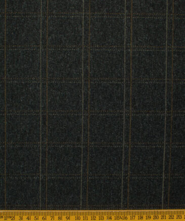 B-Posh Men's Terry Rayon Checks 2.25 Meter Unstitched Jacketing & Blazer Fabric (Dark Worsted Grey)