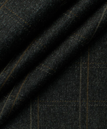 B-Posh Men's Terry Rayon Checks 2.25 Meter Unstitched Jacketing & Blazer Fabric (Dark Worsted Grey)