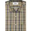 Cadini Men's Giza Blend Cotton Checks 2.25 Meter Unstitched Shirting Fabric (Beige & Blue)