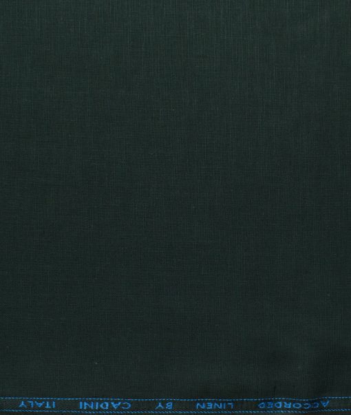 Cadini Men's Cotton Linen Solids 2.25 Meter Unstitched Shirting Fabric (Dark Pine Green)