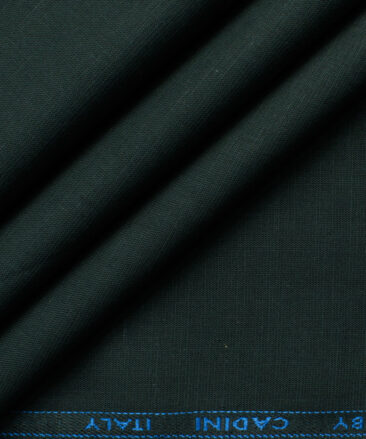 Cadini Men's Cotton Linen Solids 2.25 Meter Unstitched Shirting Fabric (Dark Pine Green)