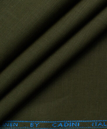 Cadini Men's Cotton Linen Solids 2.25 Meter Unstitched Shirting Fabric (Moss Green)