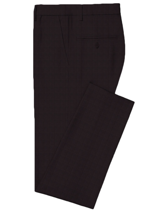 Canetti by Cadini Italy Men's Terry Rayon Checks 3.75 Meter Unstitched Suiting Fabric (Dark Wine)