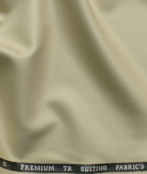 Canetti by Cadini Italy Men's Terry Rayon Solids 3.75 Meter Unstitched Suiting Fabric (Beige)