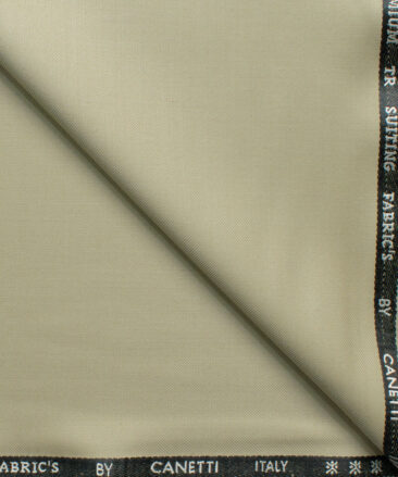 Canetti by Cadini Italy Men's Terry Rayon Solids 3.75 Meter Unstitched Suiting Fabric (Beige)