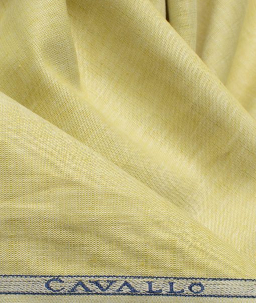 Cavallo by Linen Club Men's Cotton Linen Self Design 2.25 Meter Unstitched Shirting Fabric (Blonde Yellow)