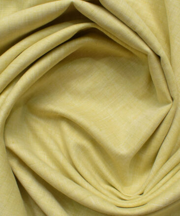 Cavallo by Linen Club Men's Cotton Linen Self Design 2.25 Meter Unstitched Shirting Fabric (Blonde Yellow)