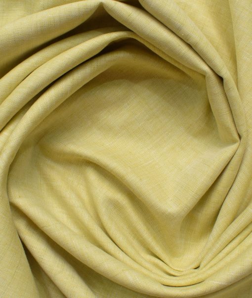 Cavallo by Linen Club Men's Cotton Linen Self Design 2.25 Meter Unstitched Shirting Fabric (Blonde Yellow)