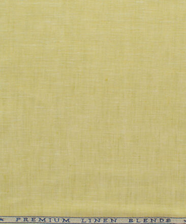 Cavallo by Linen Club Men's Cotton Linen Self Design 2.25 Meter Unstitched Shirting Fabric (Blonde Yellow)