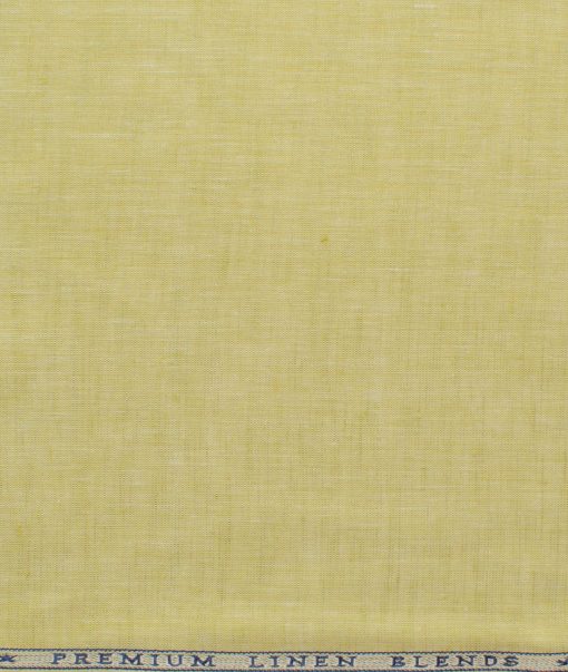 Cavallo by Linen Club Men's Cotton Linen Self Design 2.25 Meter Unstitched Shirting Fabric (Blonde Yellow)