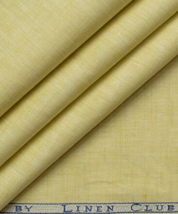 Cavallo by Linen Club Men's Cotton Linen Self Design 2.25 Meter Unstitched Shirting Fabric (Blonde Yellow)