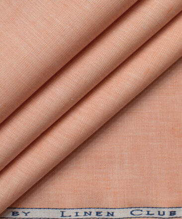 Cavallo by Linen Club Men's Cotton Linen Self Design 2.25 Meter Unstitched Shirting Fabric (Cantaloupe Orange)