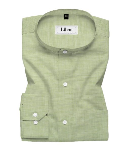 Cavallo by Linen Club Men's Cotton Linen Self Design 2.25 Meter Unstitched Shirting Fabric (Lime Green)