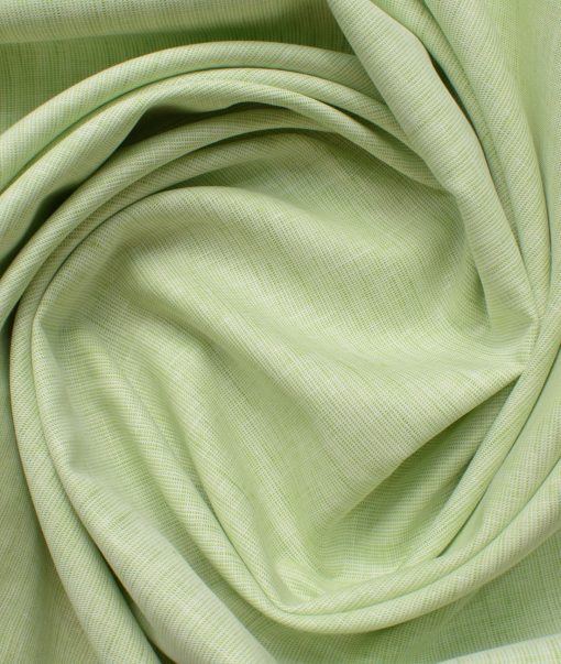 Cavallo by Linen Club Men's Cotton Linen Self Design 2.25 Meter Unstitched Shirting Fabric (Lime Green)