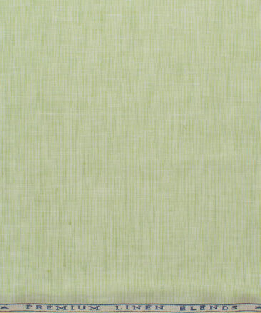 Cavallo by Linen Club Men's Cotton Linen Self Design 2.25 Meter Unstitched Shirting Fabric (Lime Green)