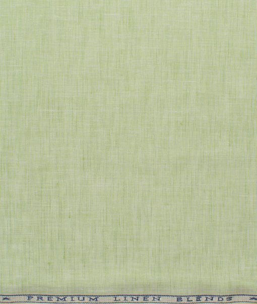 Cavallo by Linen Club Men's Cotton Linen Self Design 2.25 Meter Unstitched Shirting Fabric (Lime Green)