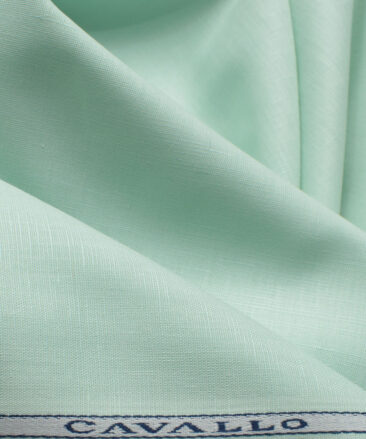 Cavallo by Linen Club Men's Cotton Linen Solids 2.25 Meter Unstitched Shirting Fabric (Mint Green)