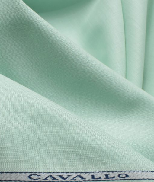 Cavallo by Linen Club Men's Cotton Linen Solids 2.25 Meter Unstitched Shirting Fabric (Mint Green)