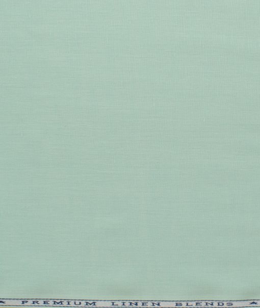 Cavallo by Linen Club Men's Cotton Linen Solids 2.25 Meter Unstitched Shirting Fabric (Mint Green)