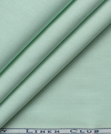 Cavallo by Linen Club Men's Cotton Linen Solids 2.25 Meter Unstitched Shirting Fabric (Mint Green)