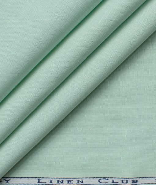 Cavallo by Linen Club Men's Cotton Linen Solids 2.25 Meter Unstitched Shirting Fabric (Mint Green)