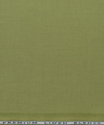 Cavallo by Linen Club Men's Cotton Linen Solids 2.25 Meter Unstitched Shirting Fabric (Olive Green)