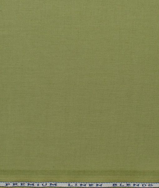 Cavallo by Linen Club Men's Cotton Linen Solids 2.25 Meter Unstitched Shirting Fabric (Olive Green)