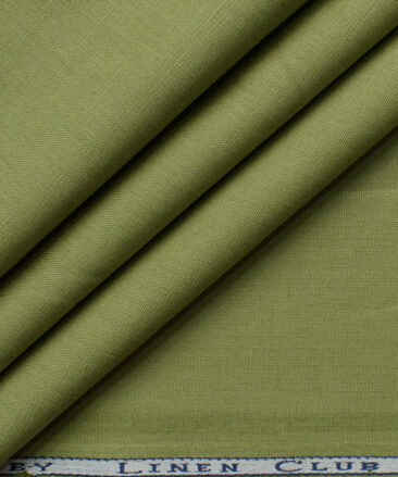 Cavallo by Linen Club Men's Cotton Linen Solids 2.25 Meter Unstitched Shirting Fabric (Olive Green)