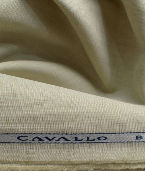 Cavallo by Linen Club Men's Cotton Linen Self Design 2.25 Meter Unstitched Shirting Fabric (Tan Beige)