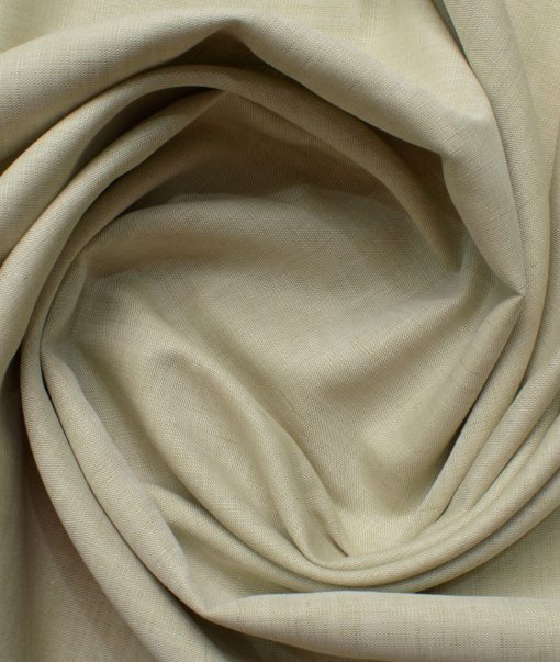 Cavallo by Linen Club Men's Cotton Linen Self Design 2.25 Meter Unstitched Shirting Fabric (Tan Beige)