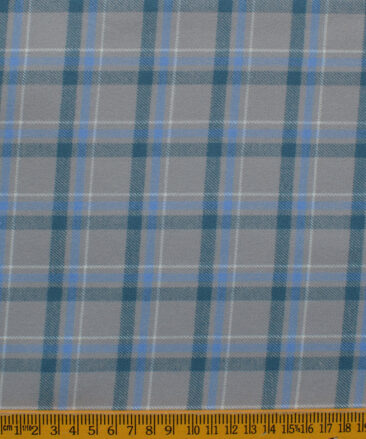 Exquisite Men's Acrylic Checks 2.25 Meter Unstitched Shirting Fabric (Grey)