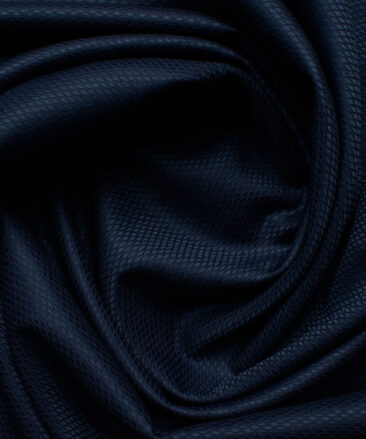 Godstra Men's Terry Rayon Structured 3.75 Meter Unstitched Suiting Fabric (Dark Blue)